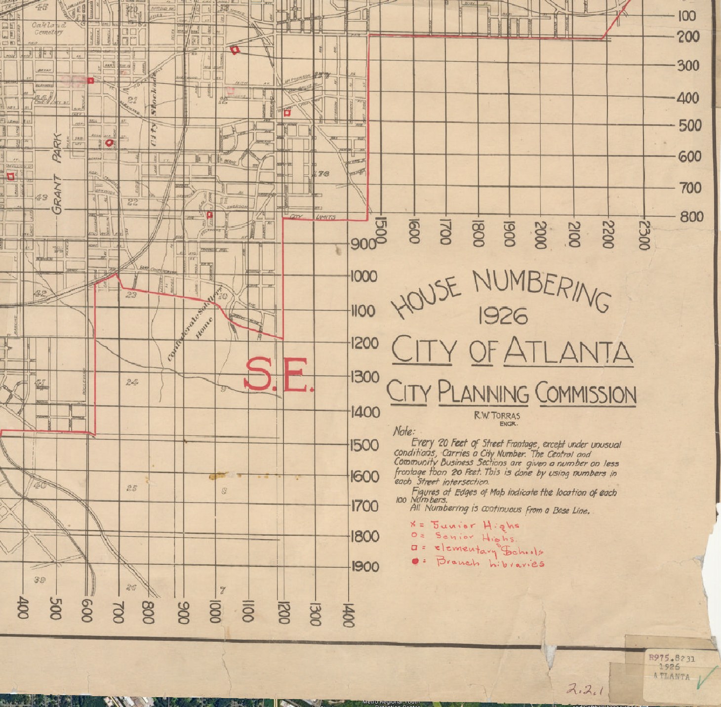 Street renumbering map, 1926