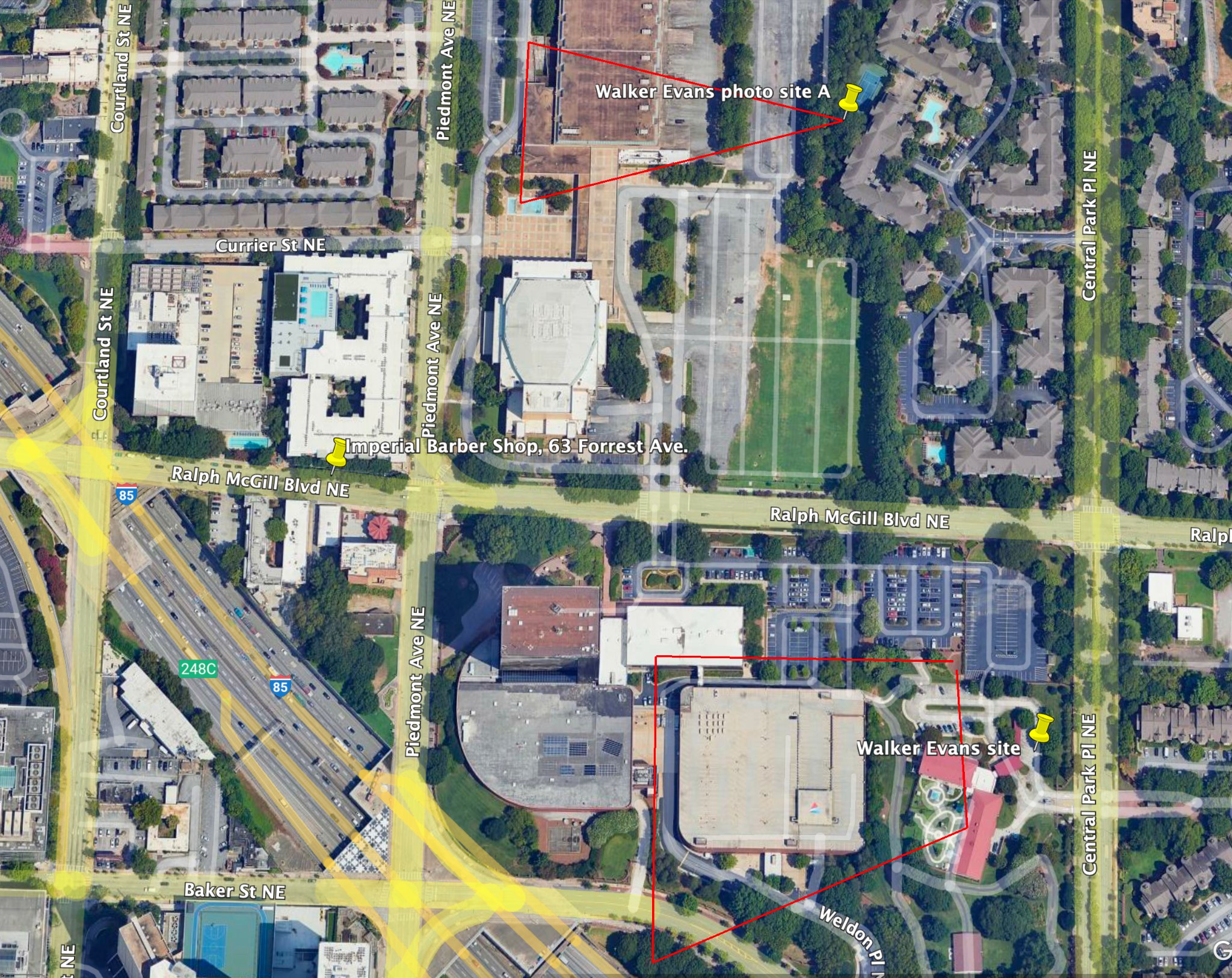 Map of the Walker Evans locations